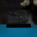 LED Light Acrylic Nameplate for Boutique Hotel