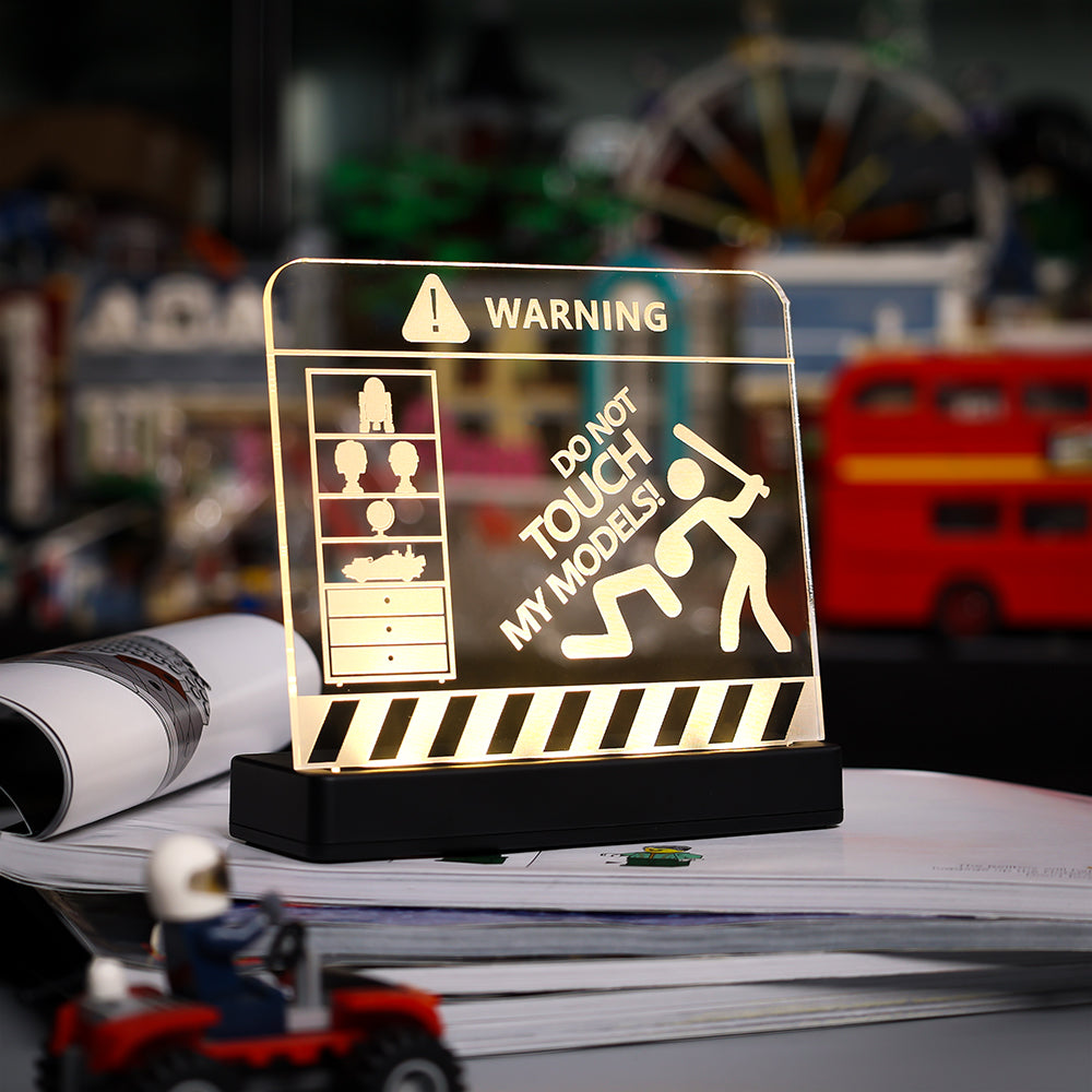 LEGO Acrylic Display Nameplate for LEGO Universal Warning Sign