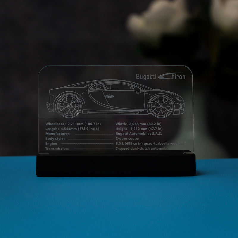 LED Light Acrylic Nameplate for Bugatti Chiron