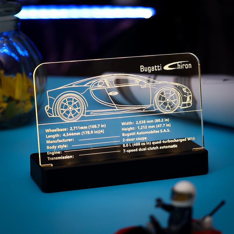 LED Light Acrylic Nameplate for Bugatti Chiron