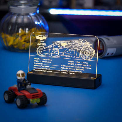 LED Light Acrylic Nameplate for LEGO DC Batman Batmobile Tumbler #76240