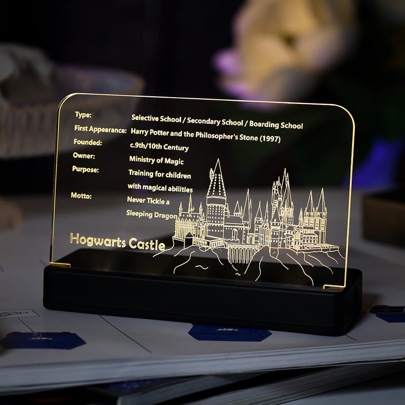LED Light Acrylic Nameplate for Hogwarts Castle