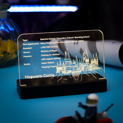 LED Light Acrylic Nameplate for Hogwarts Castle #71043