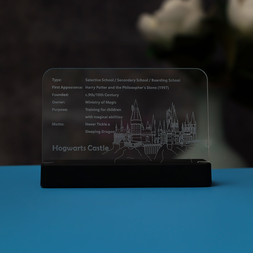 LED Light Acrylic Nameplate for Hogwarts Castle #71043