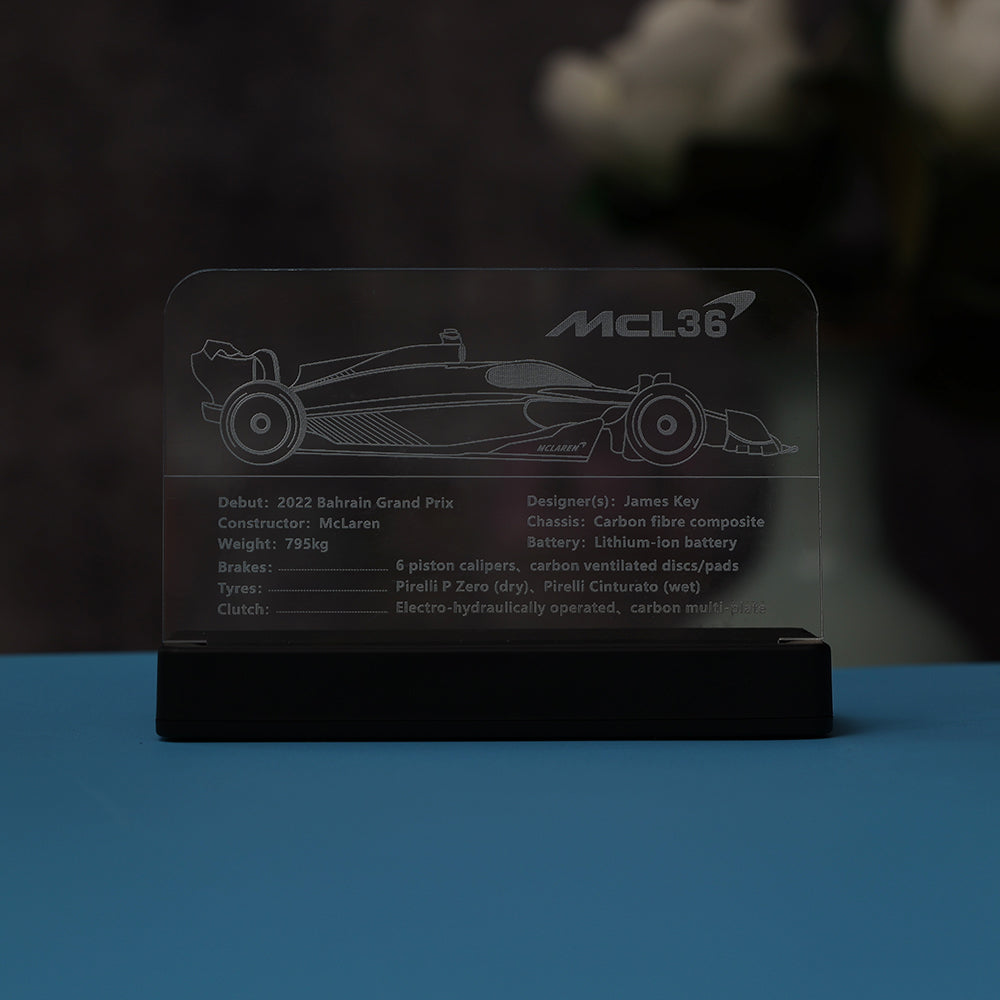 LED Light Acrylic Nameplate for McLaren Formula 1™ Race Car #42141