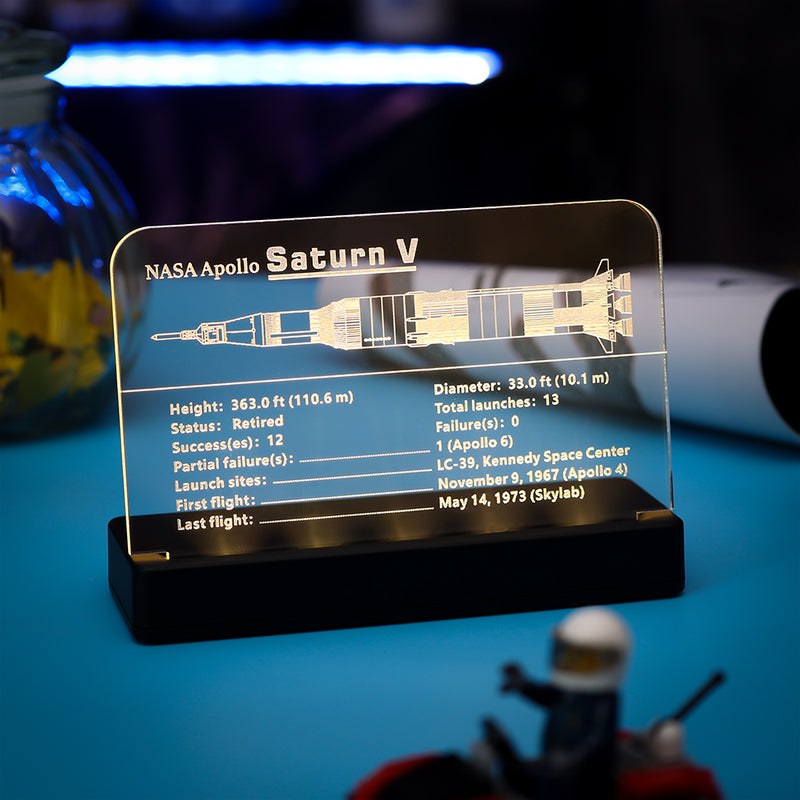 LED Light Acrylic Nameplate for NASA Apollo Saturn V