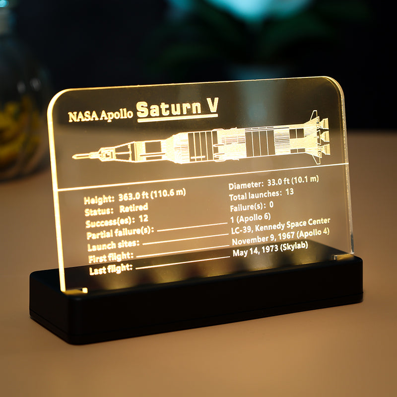 LED Light Acrylic Nameplate for NASA Apollo Saturn V