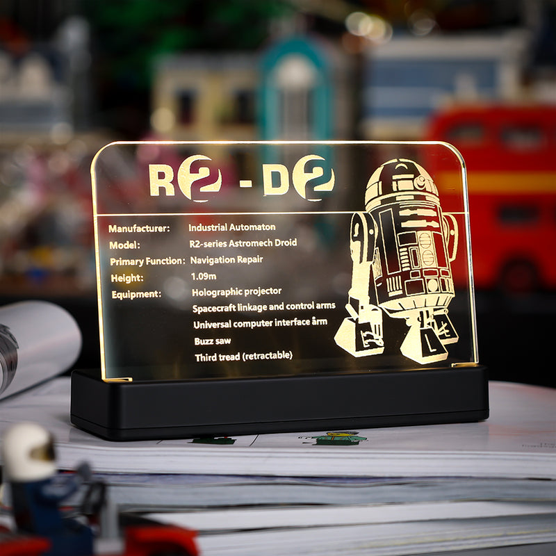 LED Light Acrylic Nameplate for R2-D2