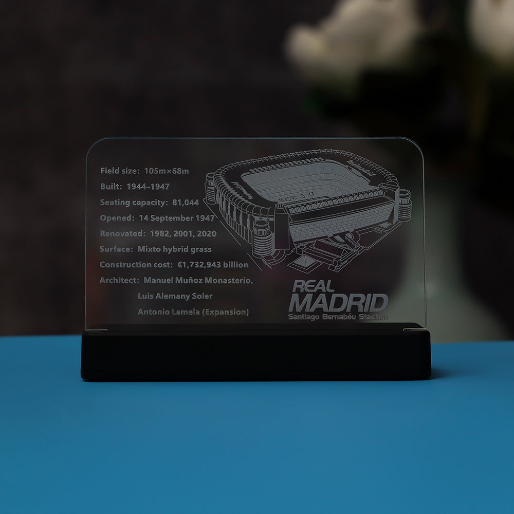 LED Light Acrylic Nameplate for Real Madrid – Santiago Bernabéu Stadium #10299