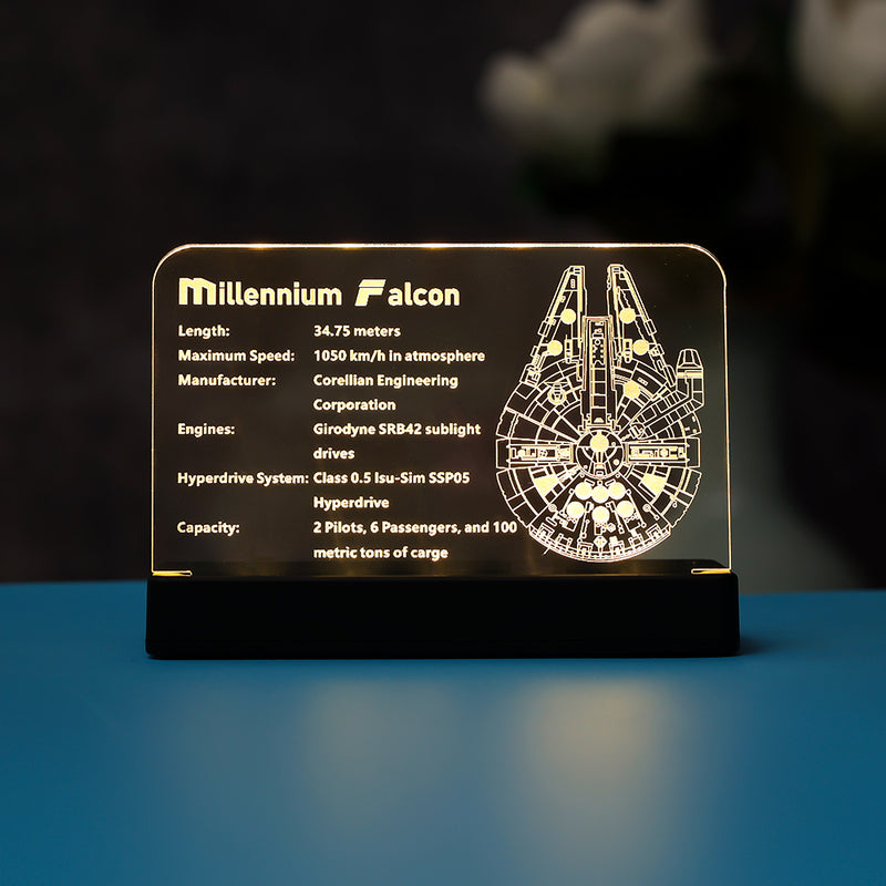 LED Light Acrylic Nameplate for Millennium Falcon #75192 #75257