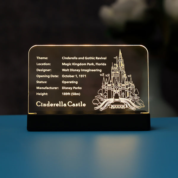 LED Light Acrylic Nameplate for The Disney Castle #71040