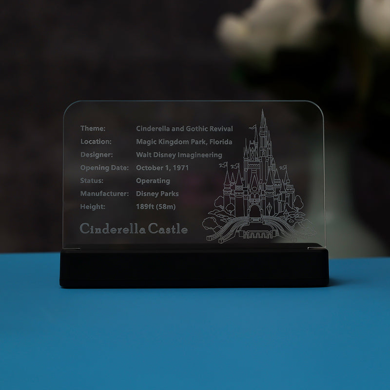 LED Light Acrylic Nameplate for The Disney Castle